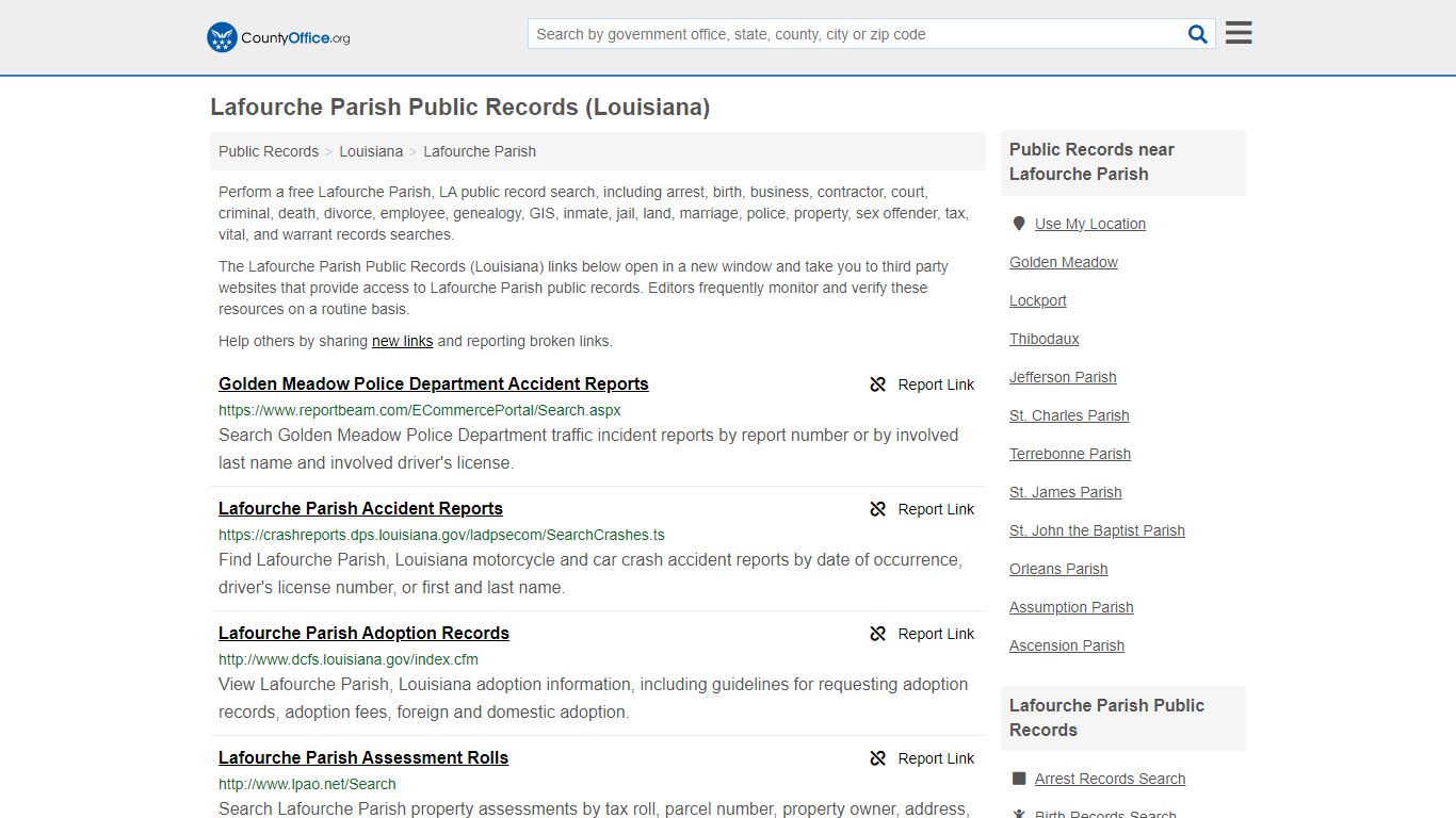 Public Records - Lafourche Parish, LA (Business, Criminal, GIS ...